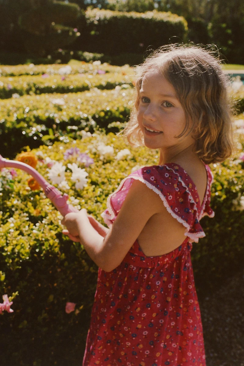 FLORAL PRINT DRESS WITH LINEN