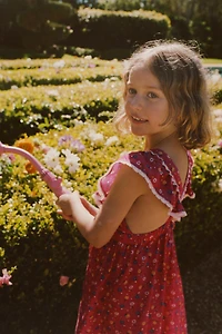 FLORAL PRINT DRESS WITH LINEN