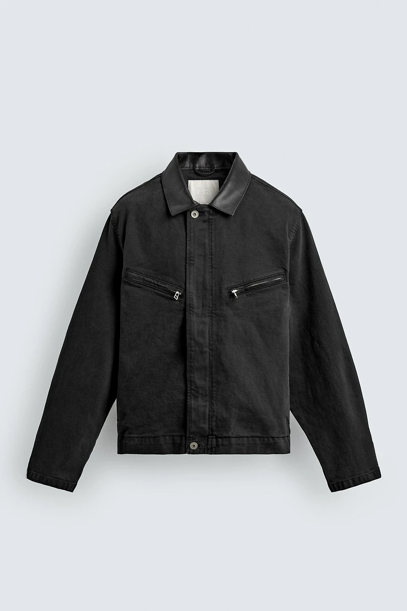 CONTRAST COLLAR DENIM JACKET