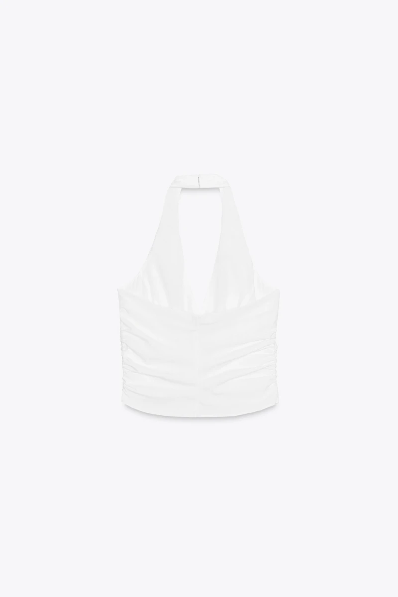 RUCHED HALTER VEST TOP