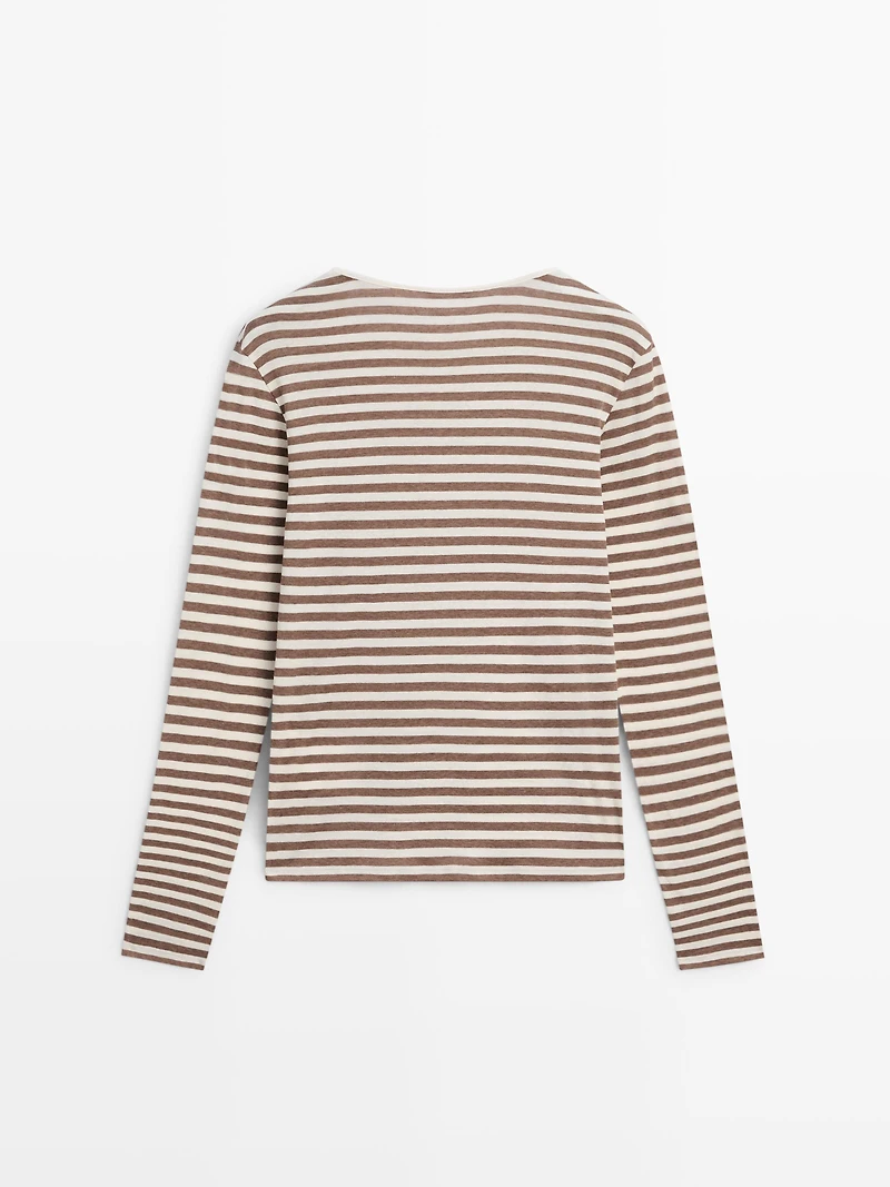 Striped 100% cotton T-shirt