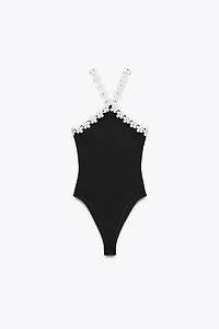 FLORAL HARDWARE STRETCH BODYSUIT