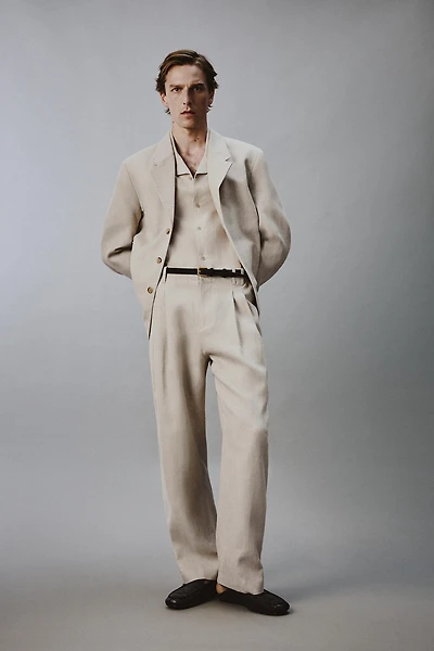 RELAXED FIT COTTON - LINEN SUIT BLAZER