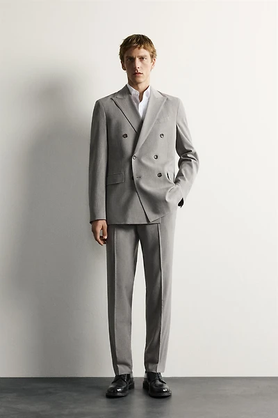 STRIPED DOUBLE BREASTED SUIT BLAZER