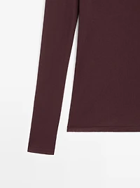 T-shirt semi-transparent 100 % coton à col contrastant