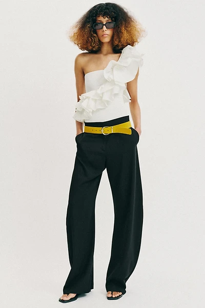 ASYMMETRIC RUFFLED BODYSUIT