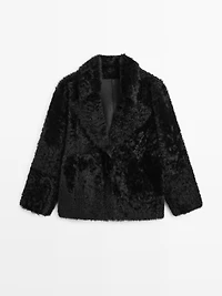 Manteau à revers en peau avec fourrure - STUDIO