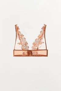 MESH AND LACE TRIANGLE BRA