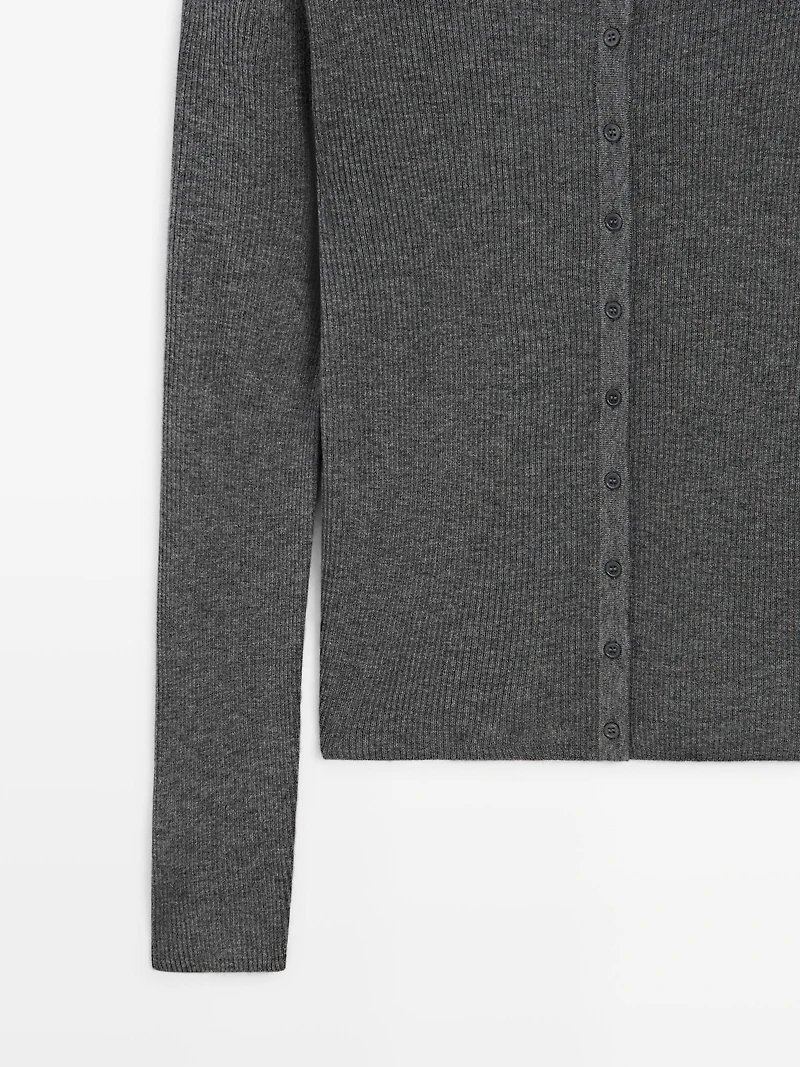 Ribbed wool blend cardigan