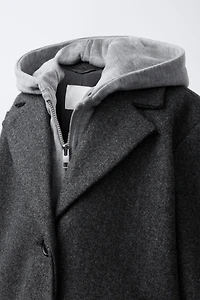 LONG COAT WITH REMOVABLE HOODIE