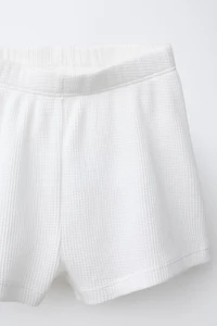 PLAIN WAFFLE T-SHIRT AND BERMUDA SET