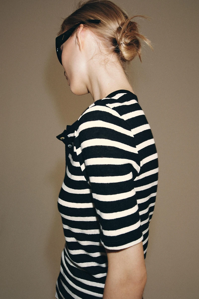 LINEN BUTTON T-SHIRT