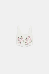 EMBROIDERED TEXTURED CORSET TOP