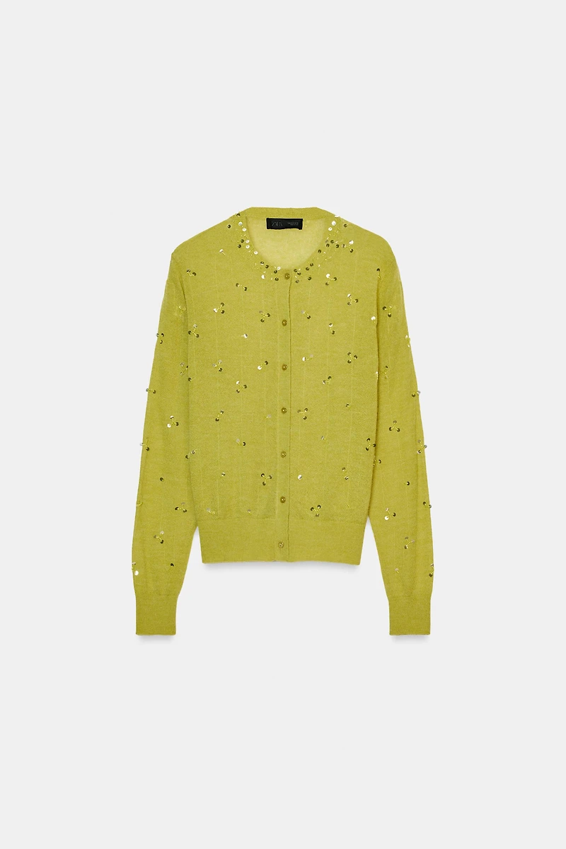 GILET EN MAILLE PAILLETTES