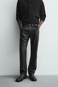 FAUX LEATHER STRAIGHT FIT PANTS