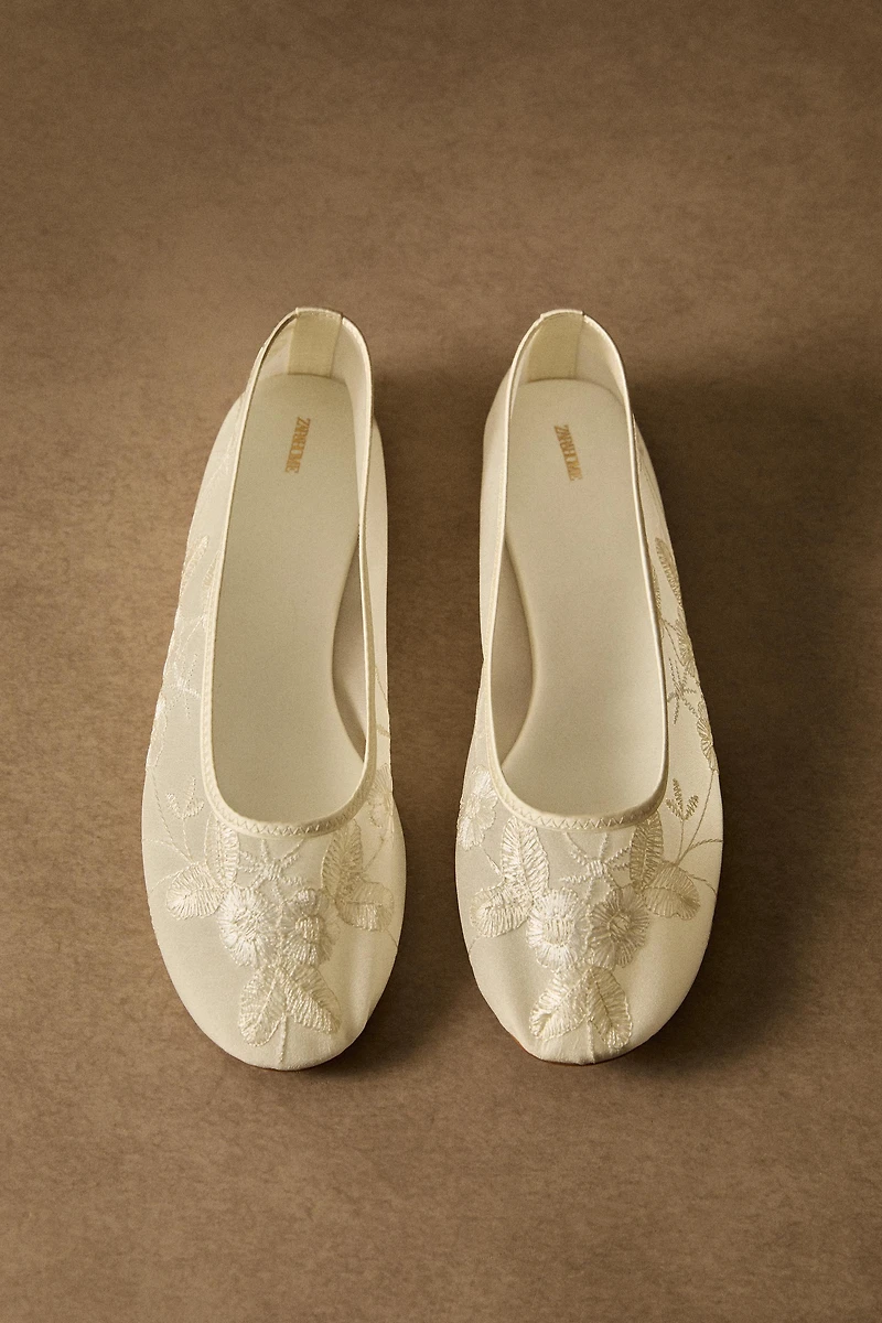 EMBROIDERED ORGANZA BALLET FLATS