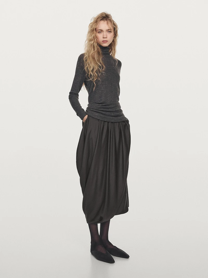 Draped 100% silk midi skirt - LIMITED