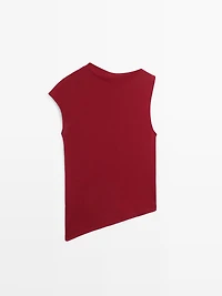 100% cotton top with asymmetric detail