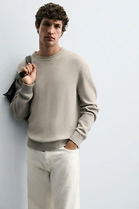 WASHED EFFECT TEXTURED SWEATER