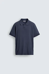 RIBBED KNIT POLO SHIRT