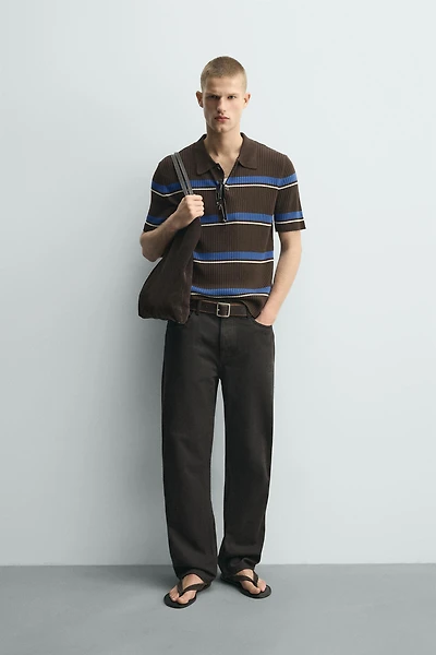 JACQUARD STRIPED KNIT POLO
