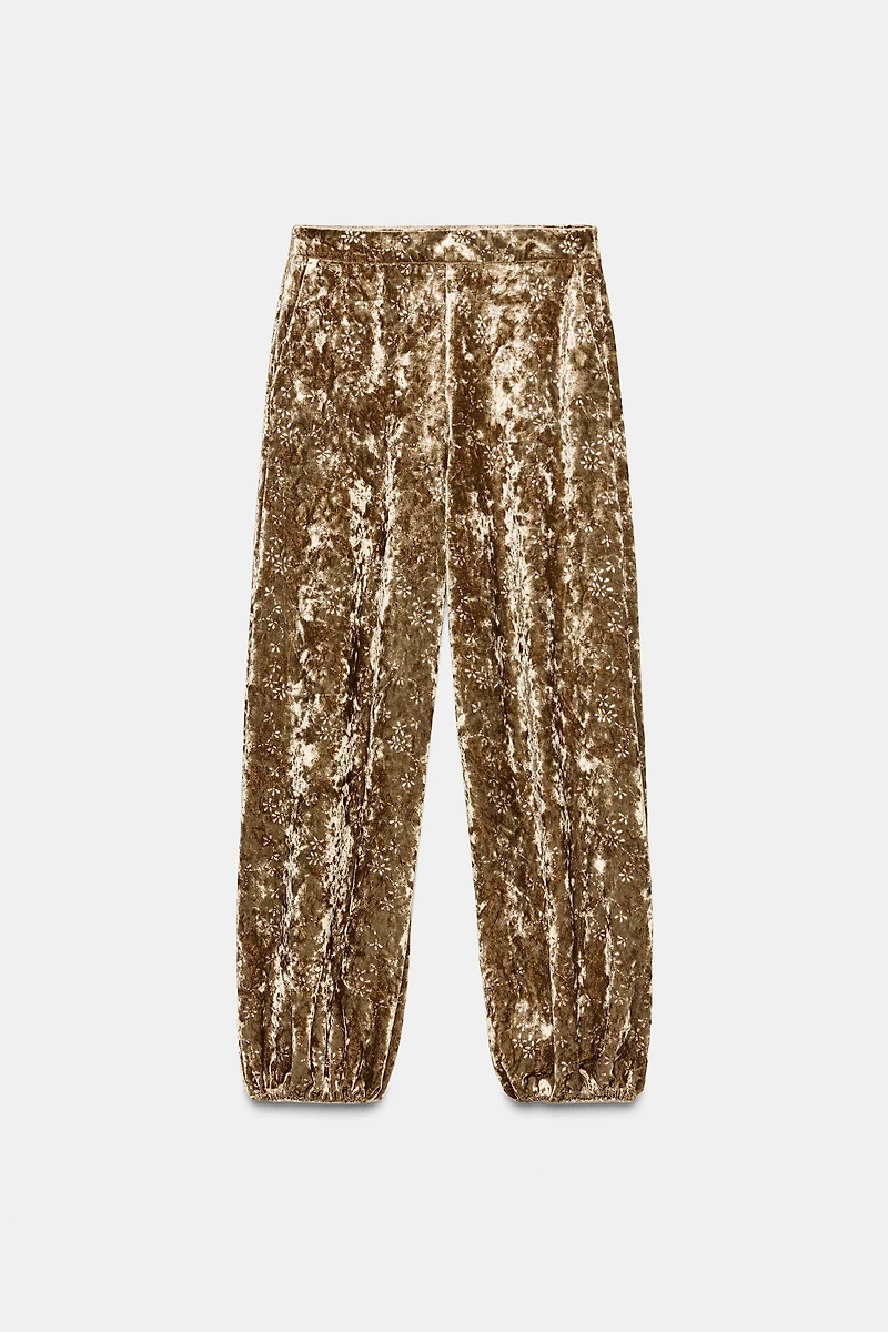 VELVET METALLIC THREAD BALLOON PANTS
