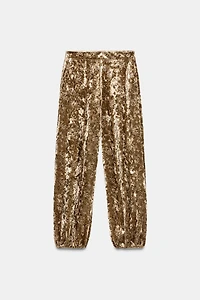 VELVET METALLIC THREAD BALLOON PANTS