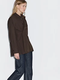Asymmetric button-up poplin shirt