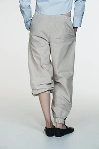NYLON PLAID BALLOON PANTS