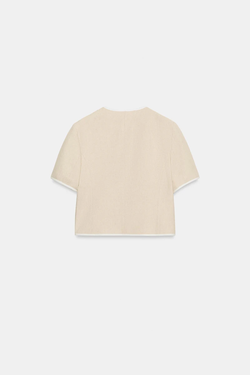 SHORT SLEEVE CONTRAST TRIM BLAZER