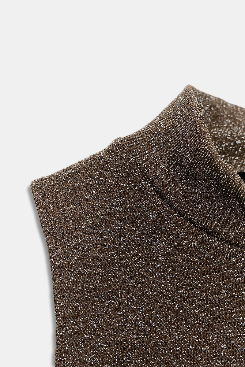 METALLIC THREAD SLEEVELESS DRESS