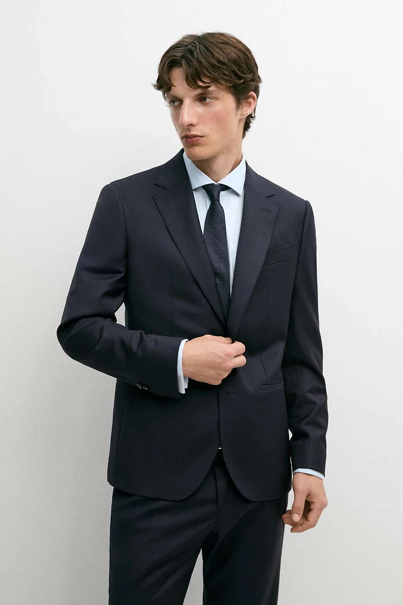 Striped wool blend suit blazer