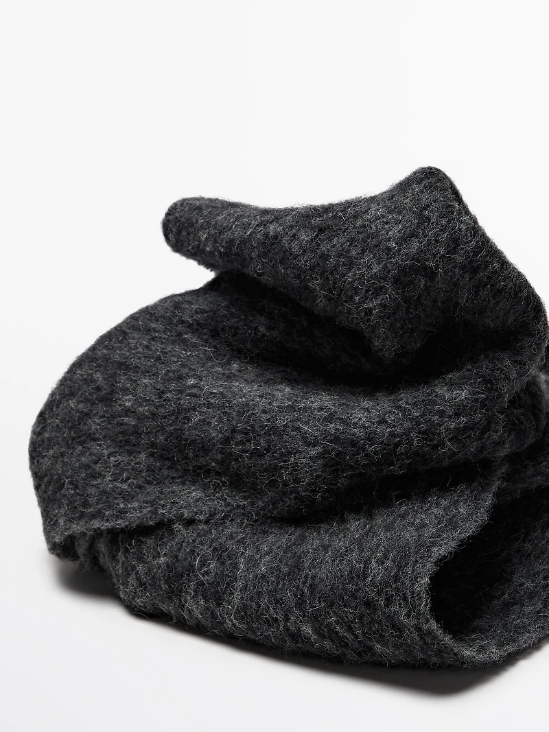 Alpaca blend knit scarf with fringing