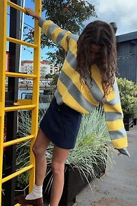 PULL EN MAILLE COL POLO RAYÉ
