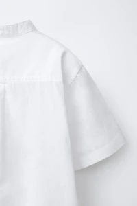 COTTON AND LINEN MANDARIN COLLAR SHIRT