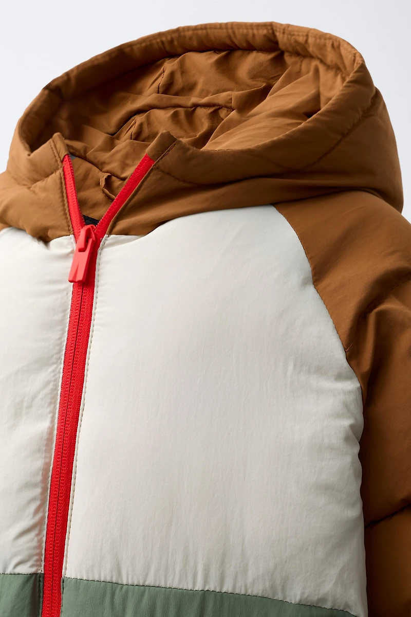 COLOR BLOCK WATER REPELLENT PUFFER JACKET