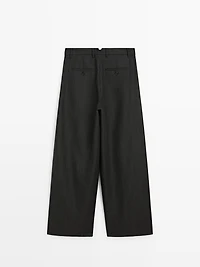 Striped wool blend wide-leg trousers