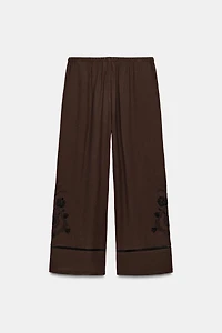 WIDE-LEG PANTS WITH LACE EMBROIDERY