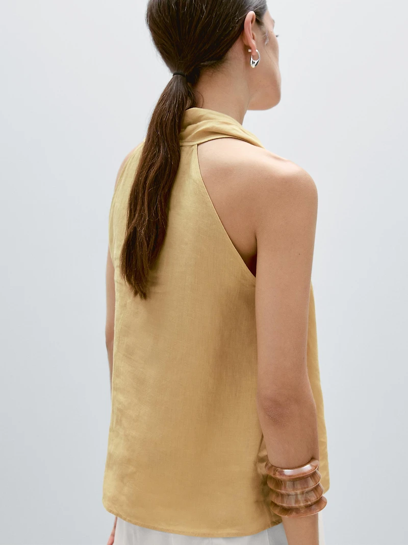 Linen crossover halter top