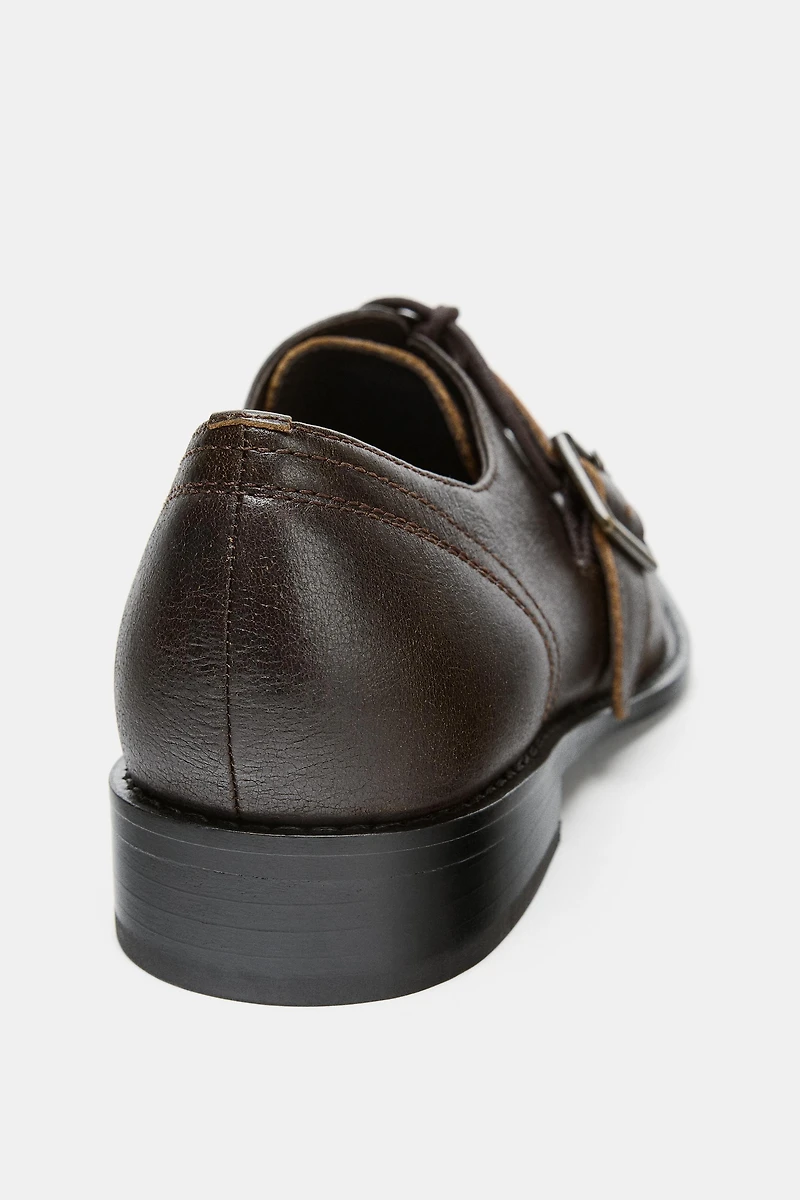 LEATHER BUCKLE LOAFERS