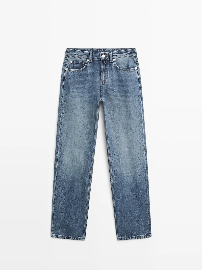 Mid-rise straight-leg jeans