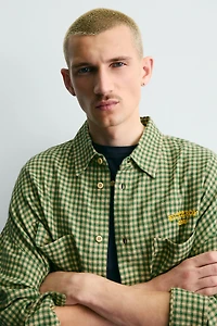 EMBROIDERED PLAID FLANNEL SHIRT