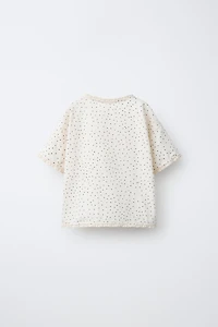 T-SHIRT À POIS ET DENTELLE