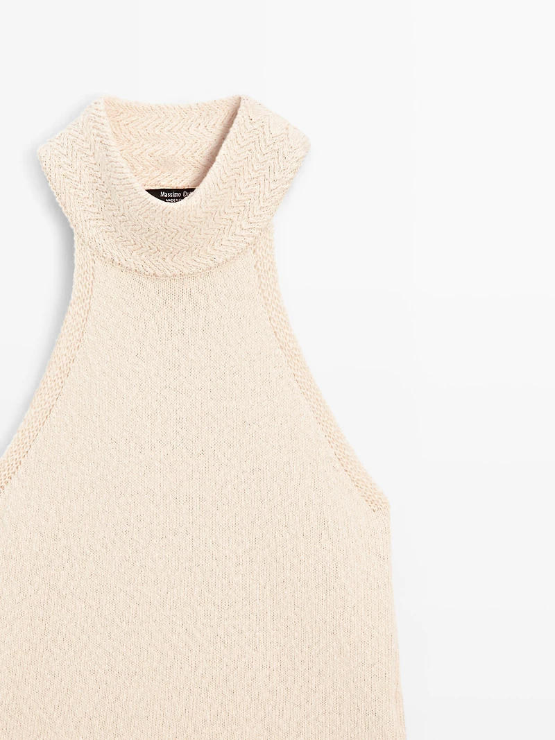 Textured knit halterneck top