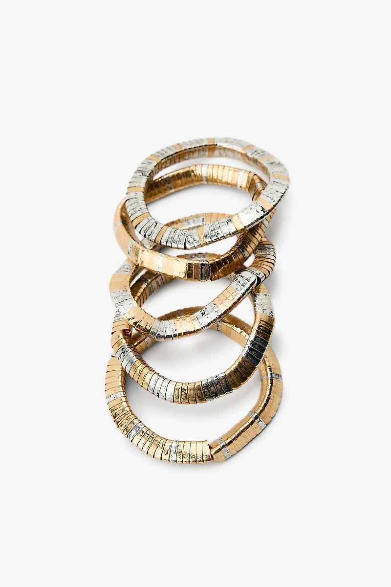 LOT DE BRACELETS ÉLASTIQUES AVEC PIÈCES MÉTALLIQUES