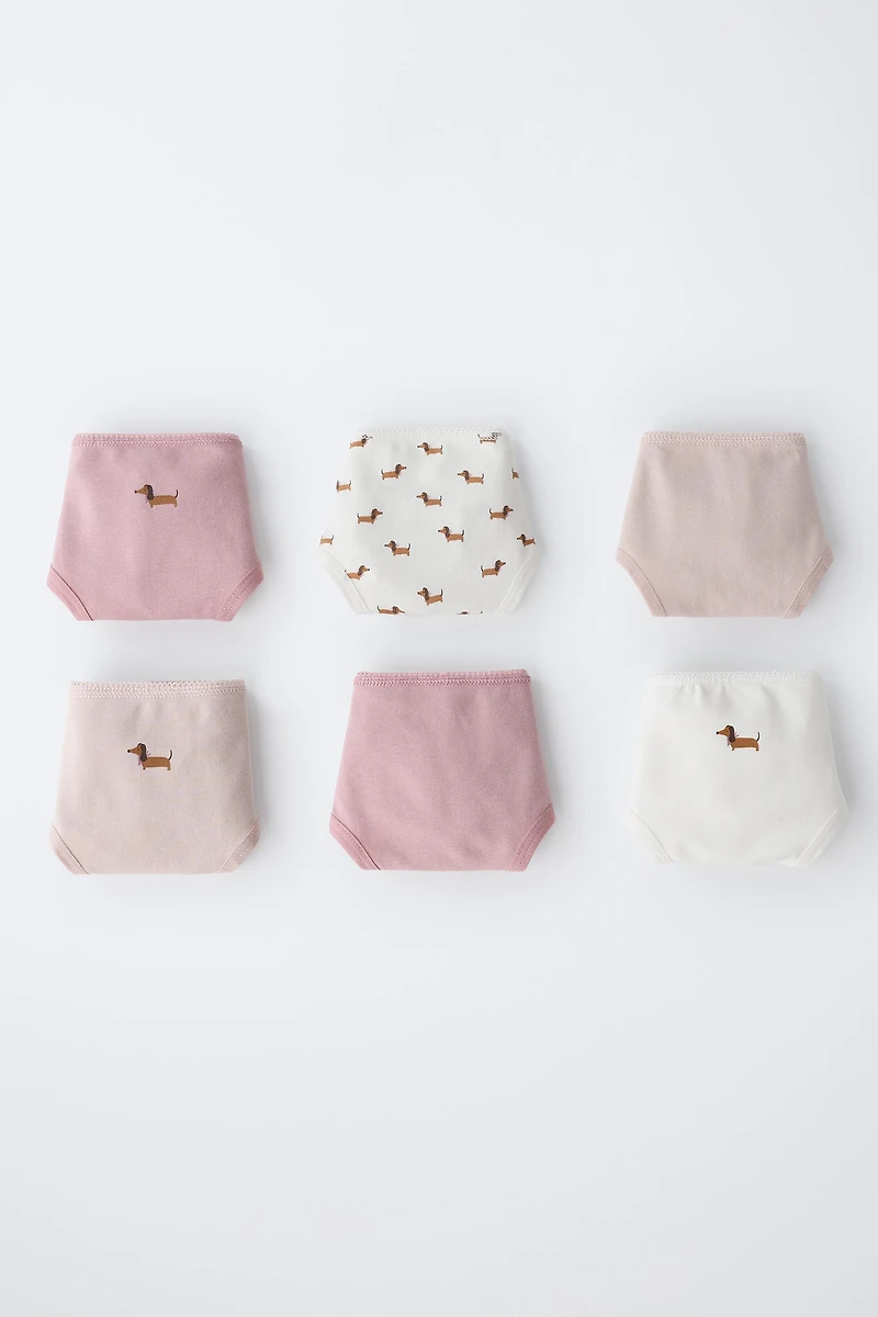 1-6 YEARS / PACK OF SIX PUPPY PRINT PANTIES