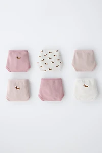 1-6 YEARS / PACK OF SIX PUPPY PRINT PANTIES
