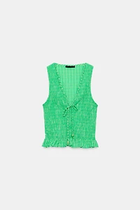 GINGHAM SMOCKED TOP