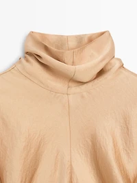 Flowing satin blouse with tie detail