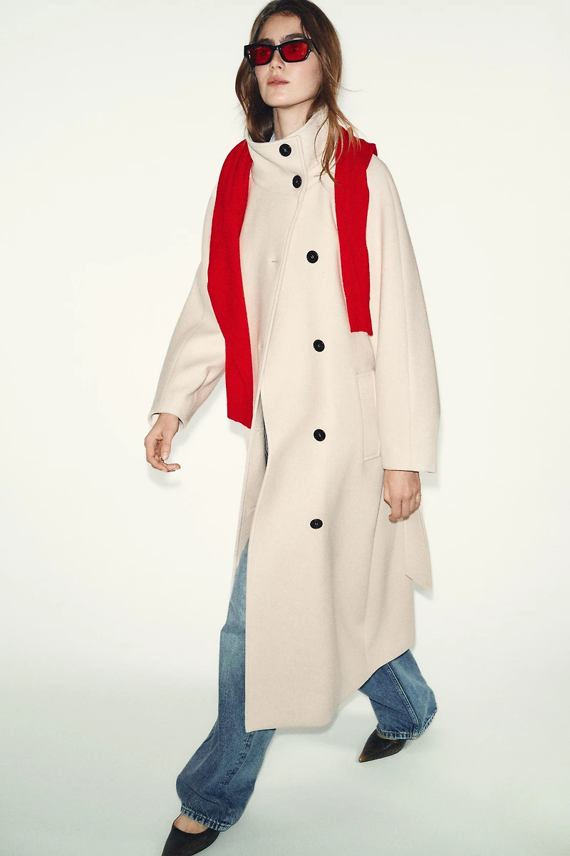 LONG WOOL COAT WITH HIGH NECK